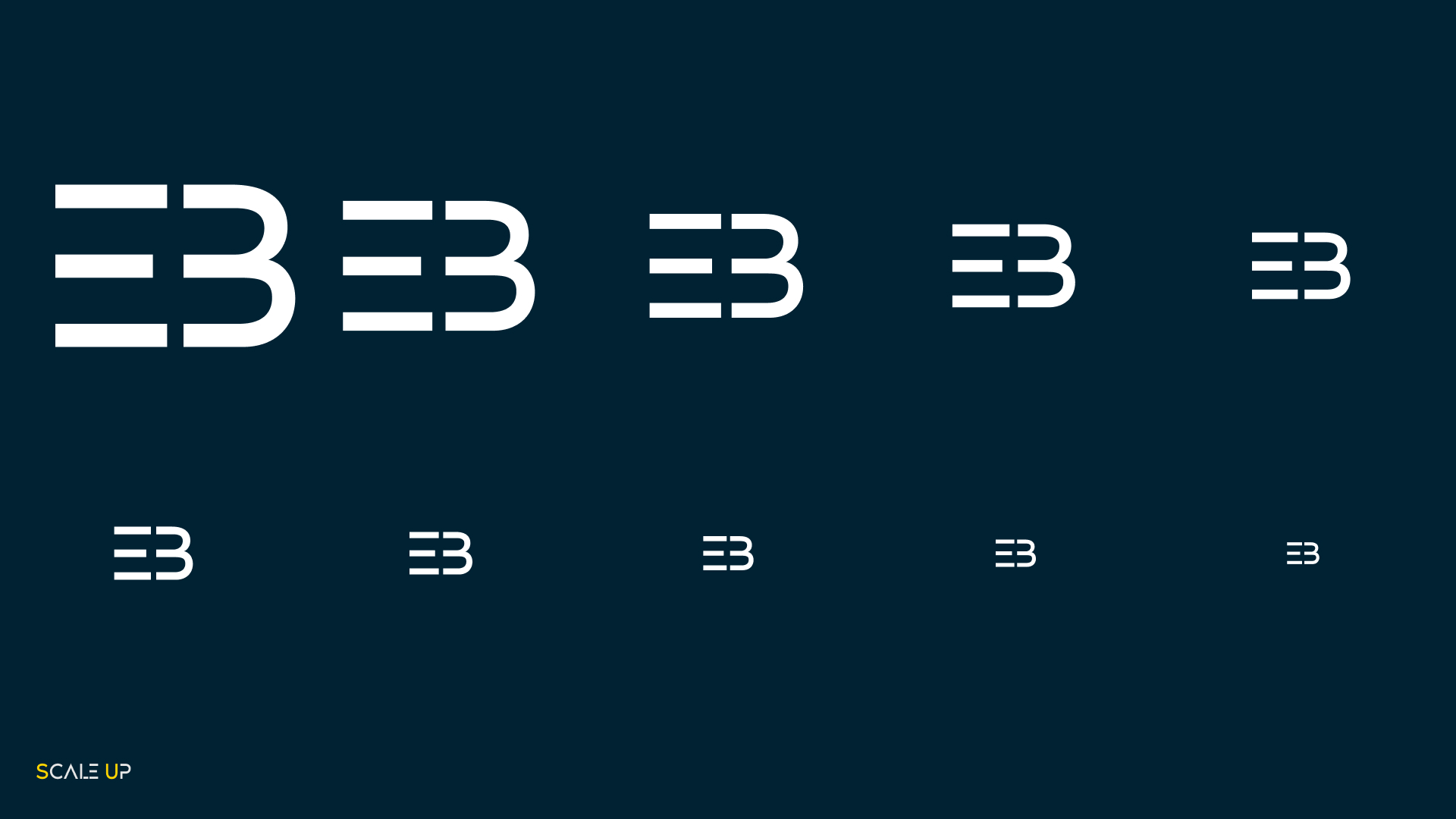نشان EB در ده اندازهٔ مختلف
